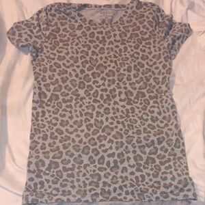 Zoe + Liv Gray Animal Print Short Sleeve Top